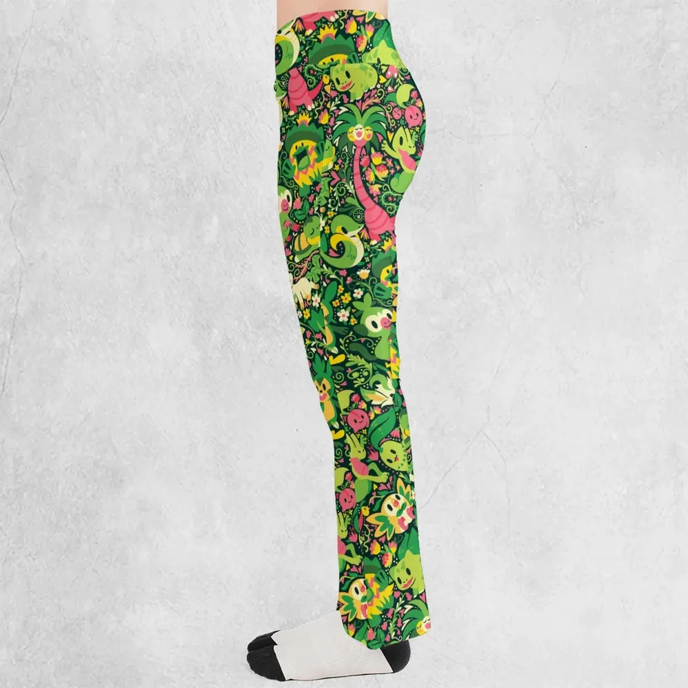 Grass Type Pokemon Pattern Flare Leggings - 3