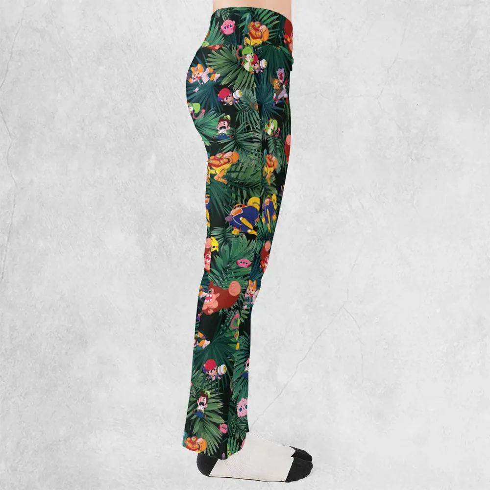 Video Game Characters Pattern Flare Leggings - 2
