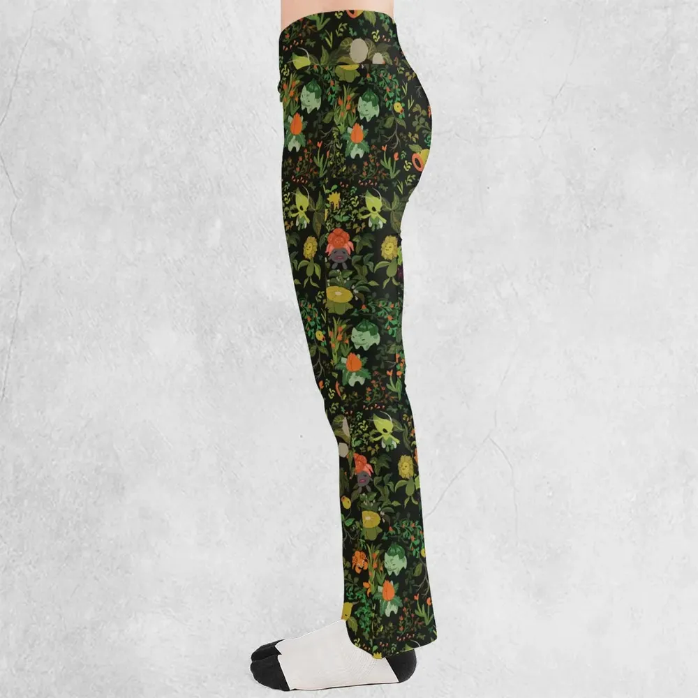 Grass Pokemon Patterns Flare Leggings - 3