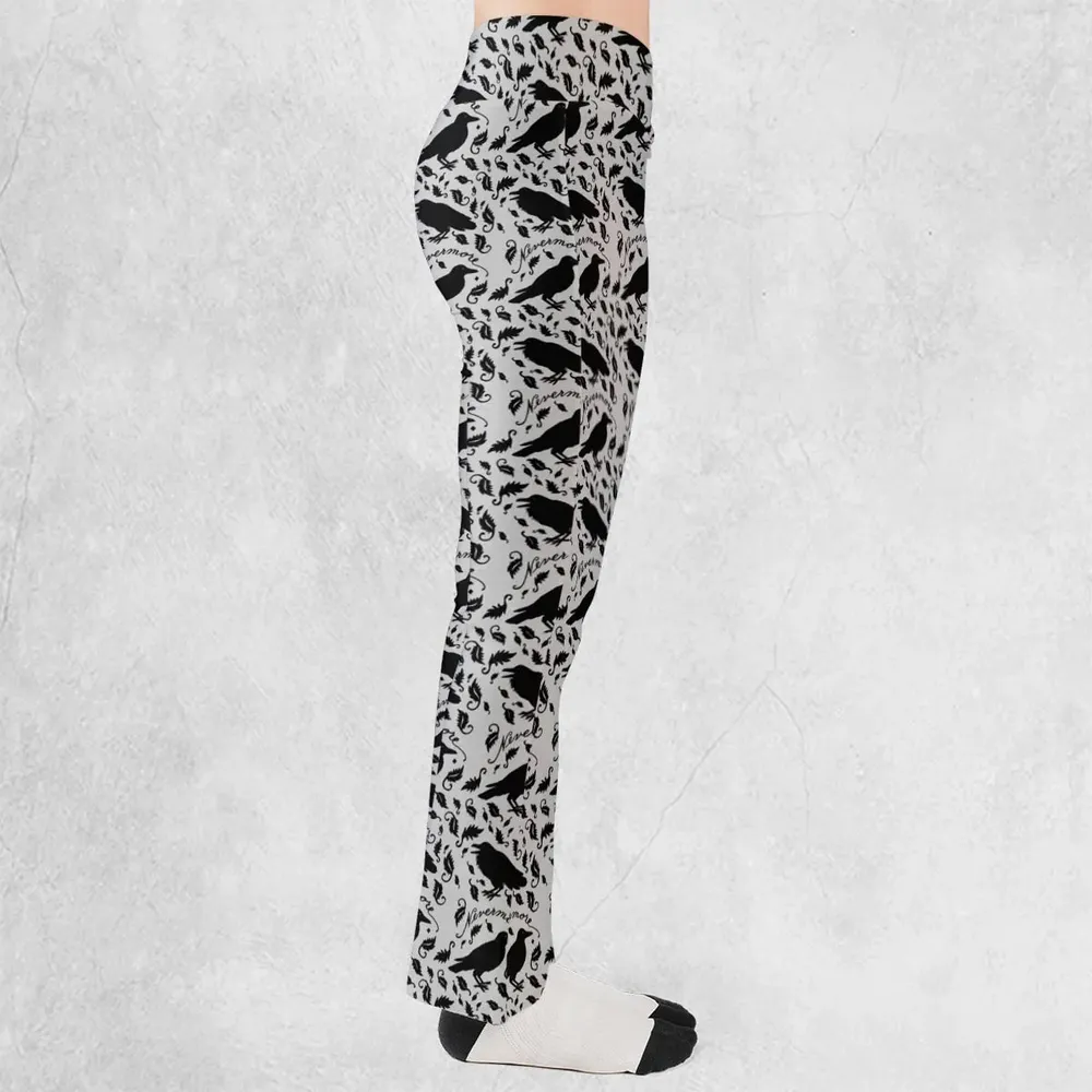 Nevermore The Raven Edgar Allan Poe Pattern Flare Leggings - 2