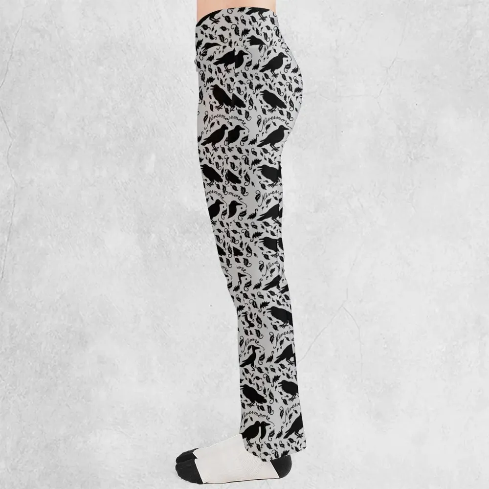 Nevermore The Raven Edgar Allan Poe Pattern Flare Leggings - 3