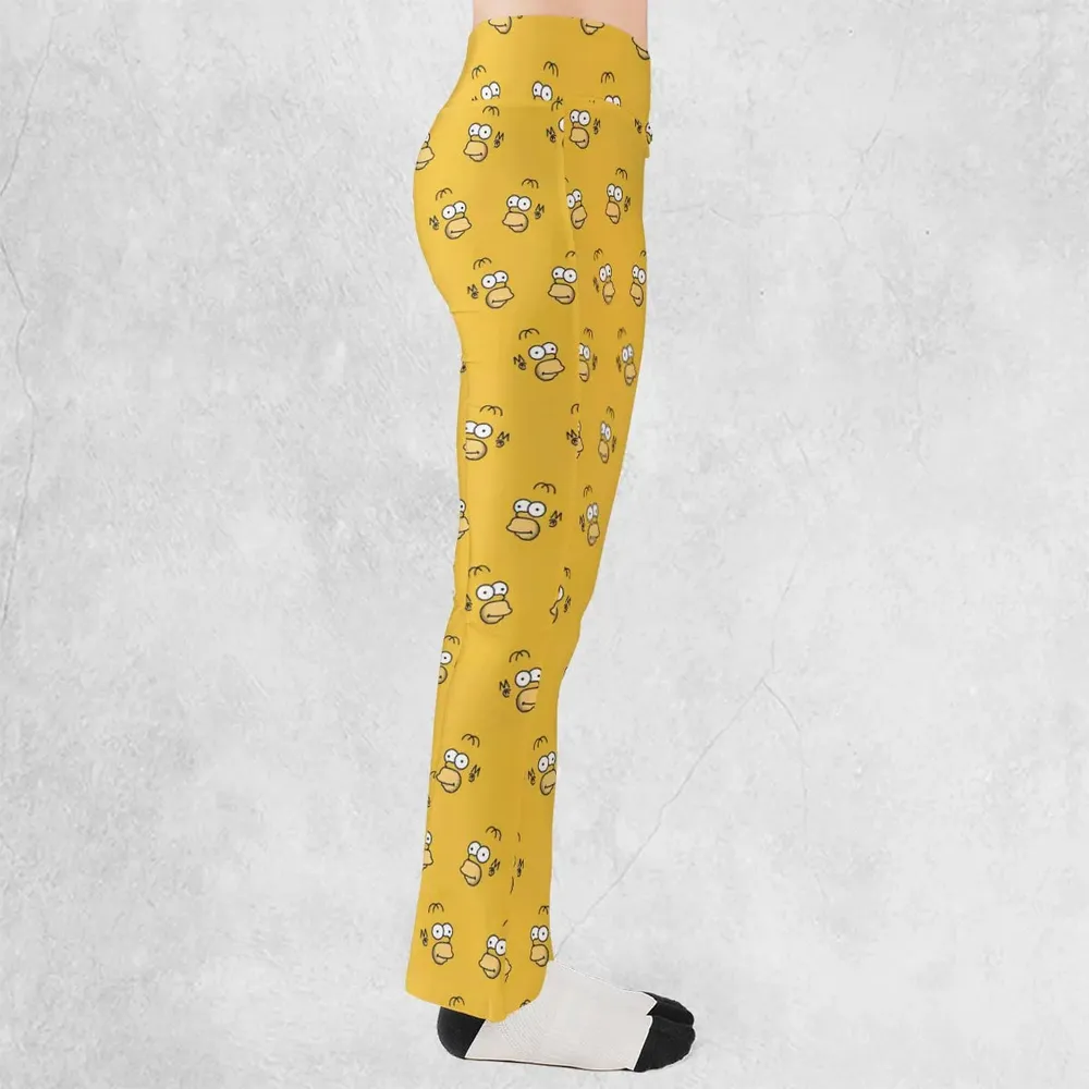 Homer Simpson Pattern Flare Leggings - 2
