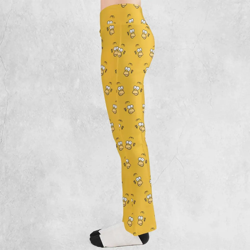 Homer Simpson Pattern Flare Leggings - 3