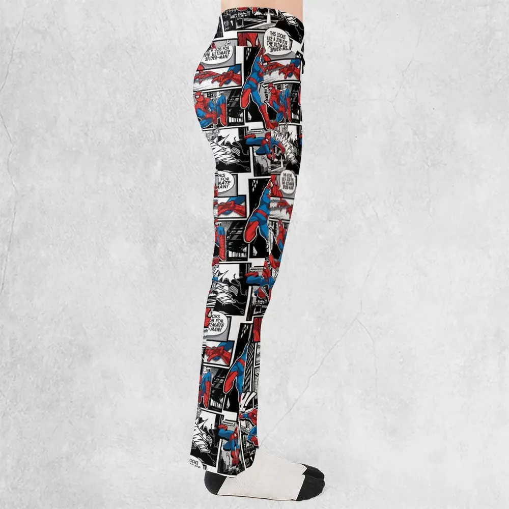 Spider Man Comic Pattern Flare Leggings - 2