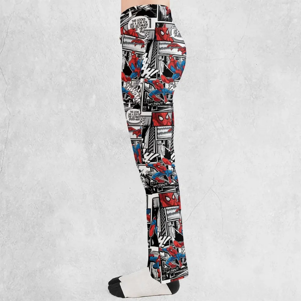 Spider Man Comic Pattern Flare Leggings - 3