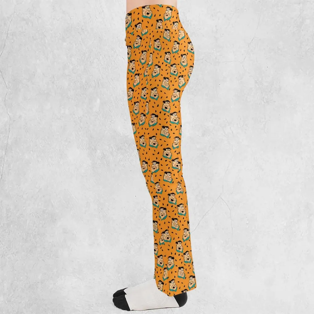 Fred Flintstone Expressions Pattern Flare Leggings - 3