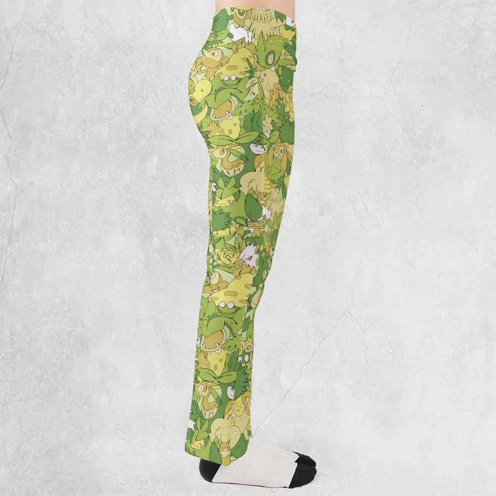Grass Pokemon Pattern Flare Leggings - 2