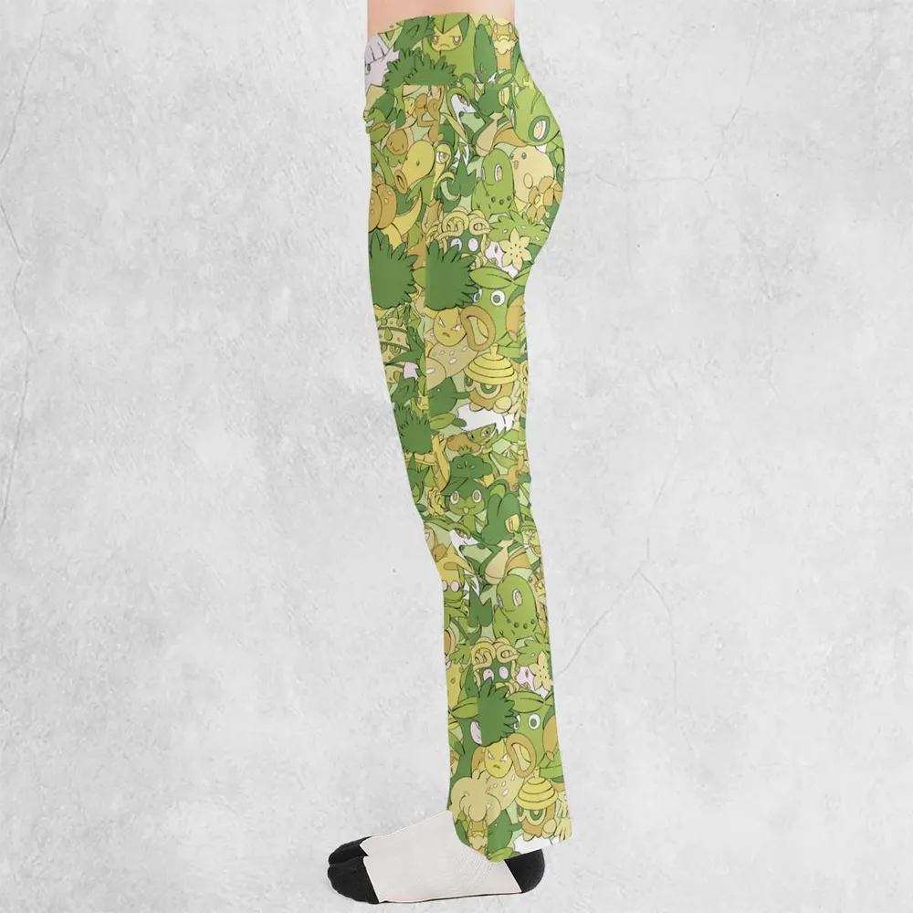 Grass Pokemon Pattern Flare Leggings - 3