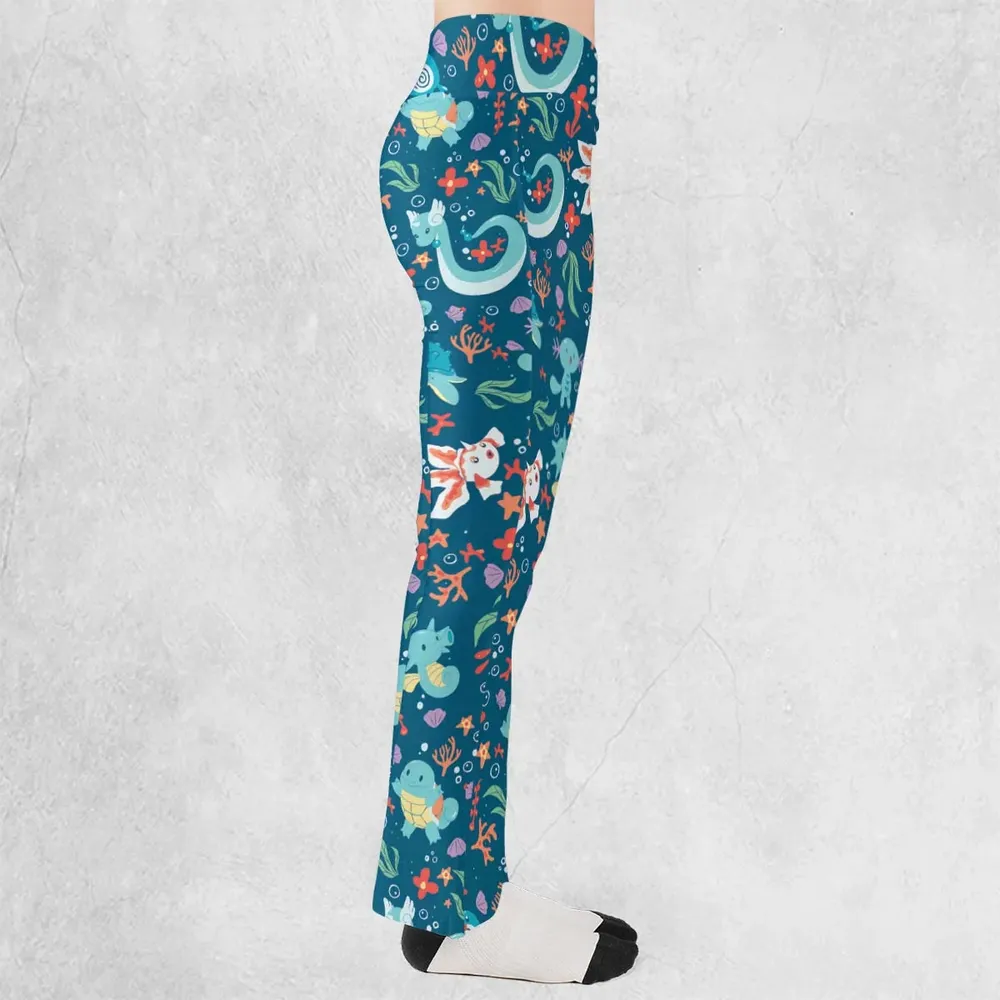 Water Pokemon Pattern Flare Leggings - 2
