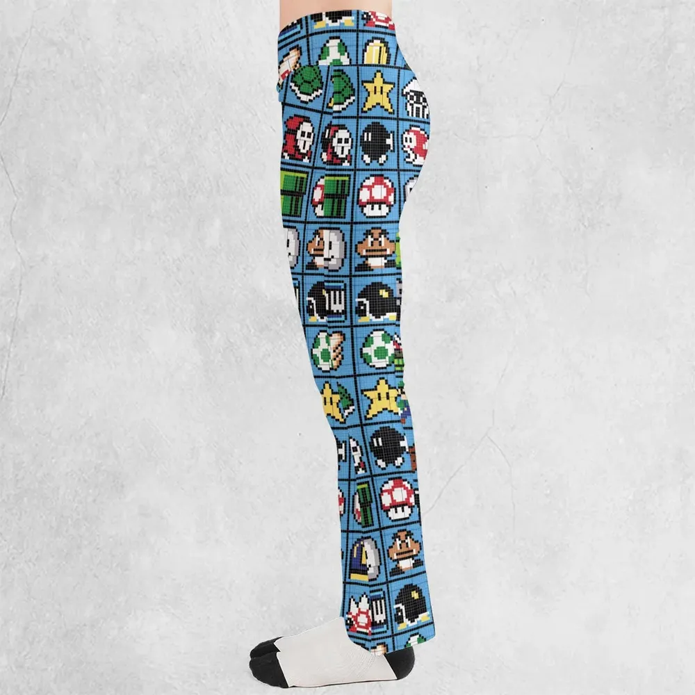 Mario Pixel Super Mario Pattern Flare Leggings - 3