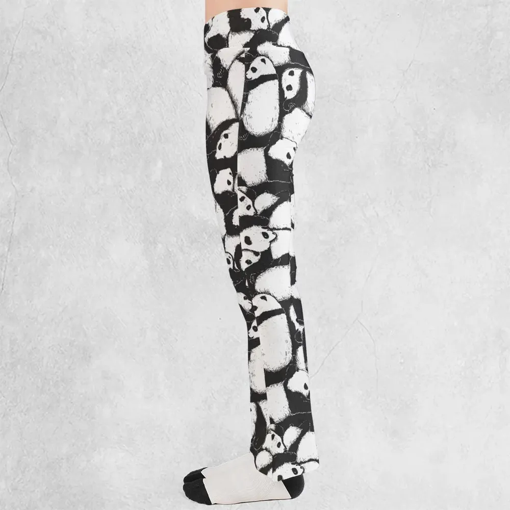 Lazy Day Panda Pattern Flare Leggings - 3