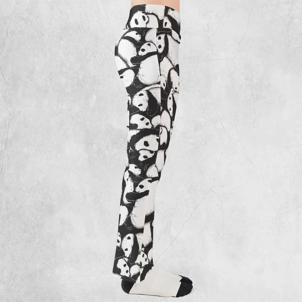 Lazy Day Panda Pattern Flare Leggings - 2