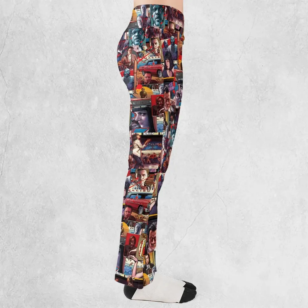 Retro Scenes Mia Wallace Vincent Vega Jules Winnfields Pulp Fiction Flare Leggings - 2