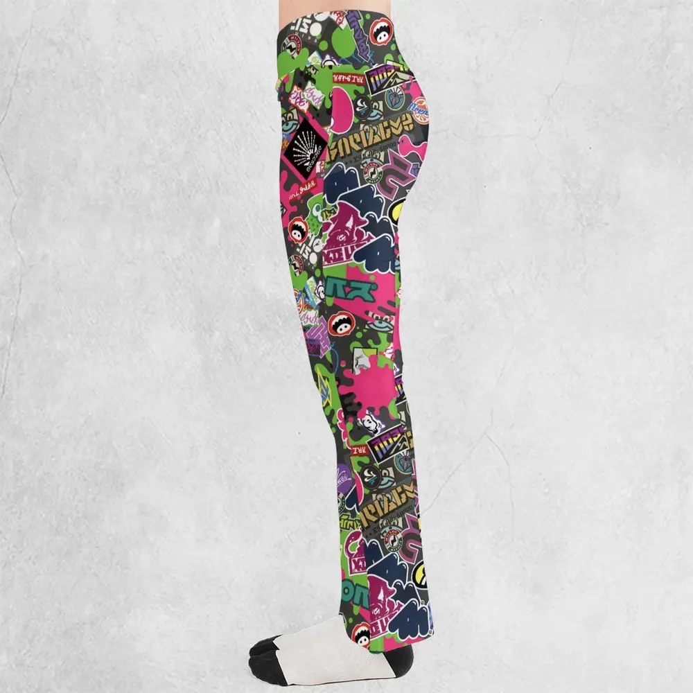 Splatoon Video Game Pattern Flare Leggings - 3