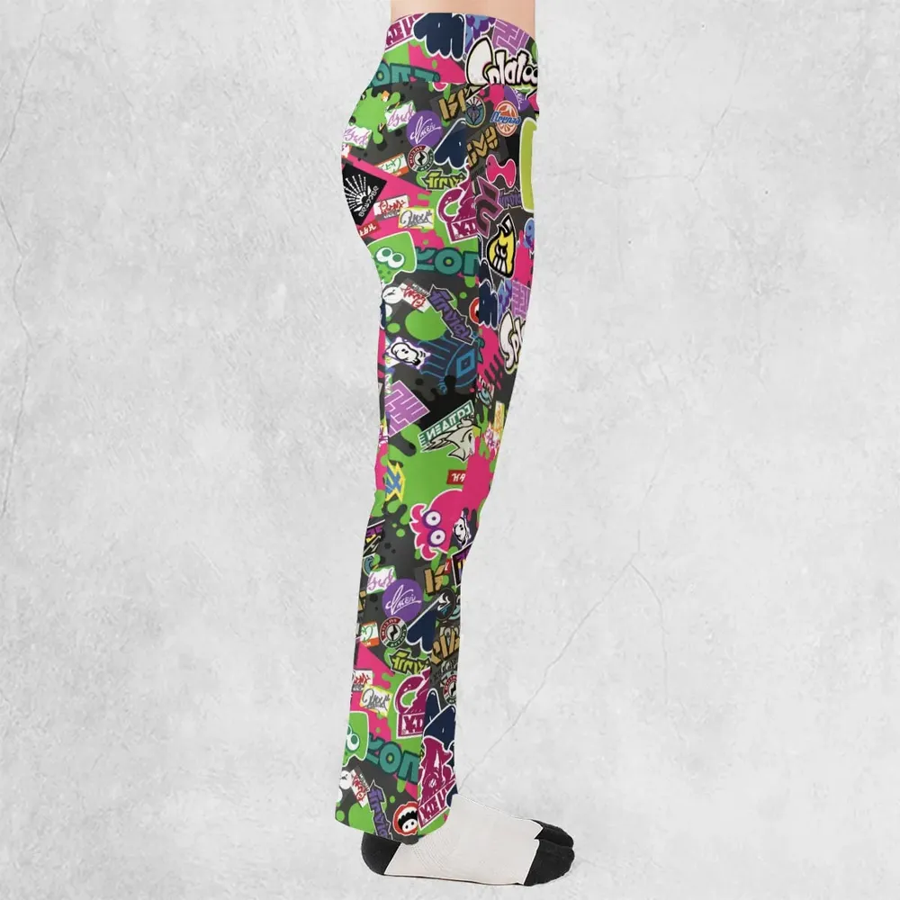 Splatoon Video Game Pattern Flare Leggings - 2
