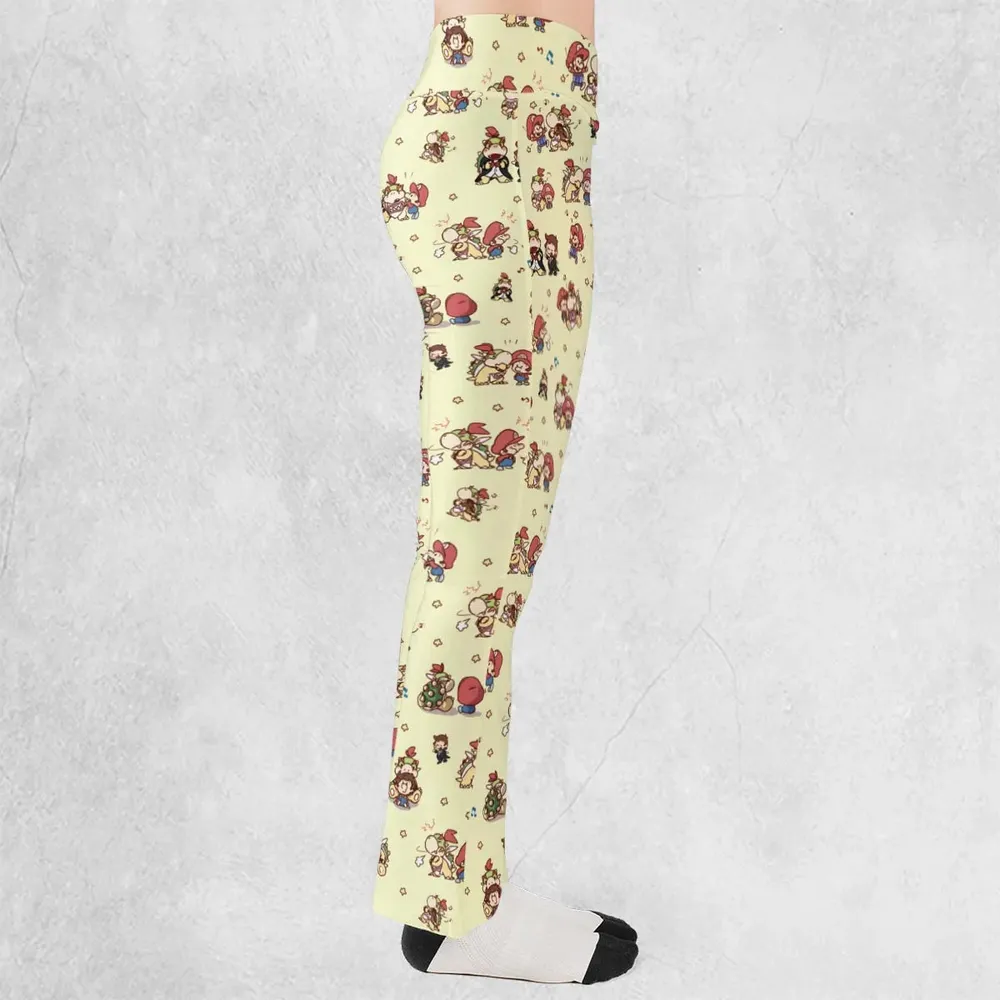 So Cute Bowser and Mario Pattern Flare Leggings - 2