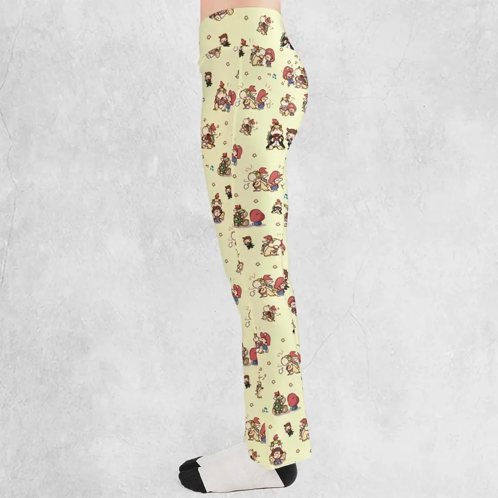 So Cute Bowser and Mario Pattern Flare Leggings - 3