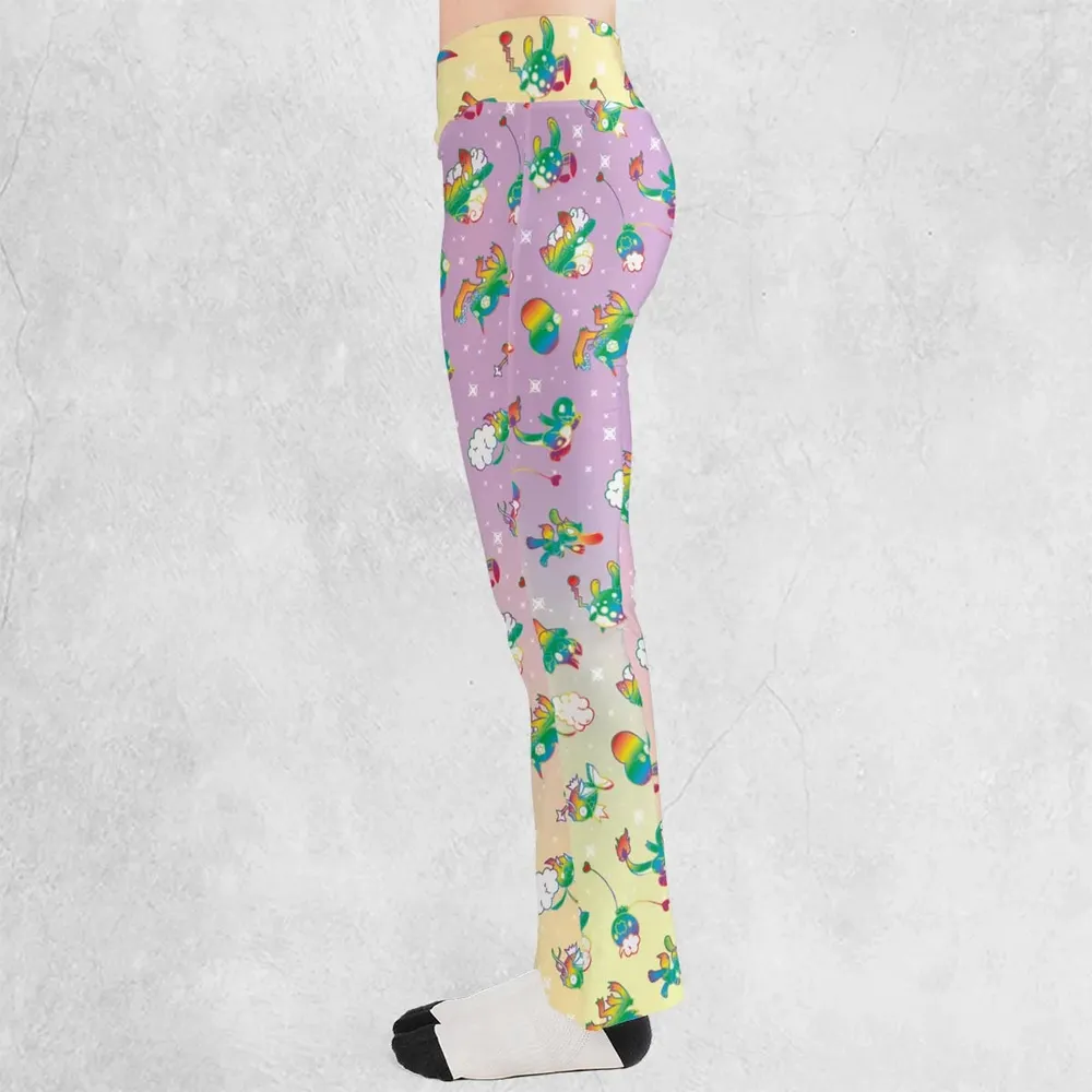 Rainbow Pokemon Pattern Flare Leggings - 3