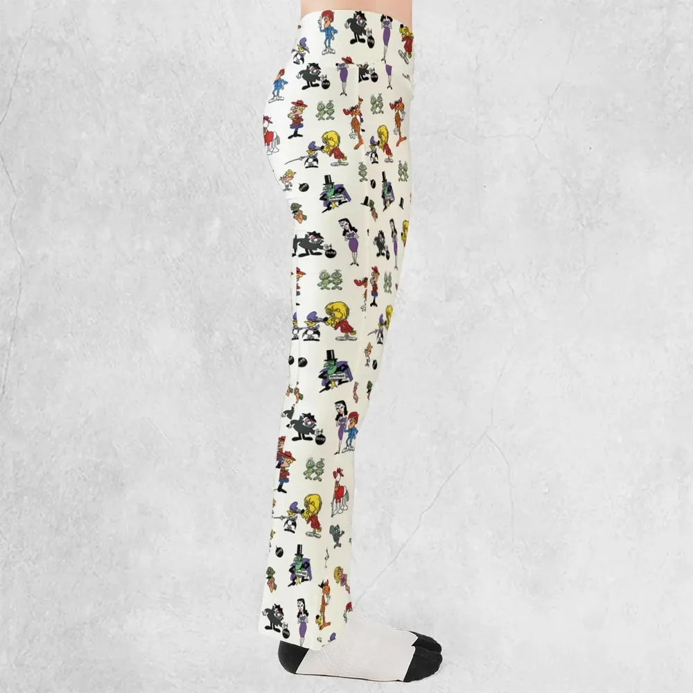 The Adventures of Rocky and Bullwinkle and Friends Characters Pattern Flare Leggings - 2