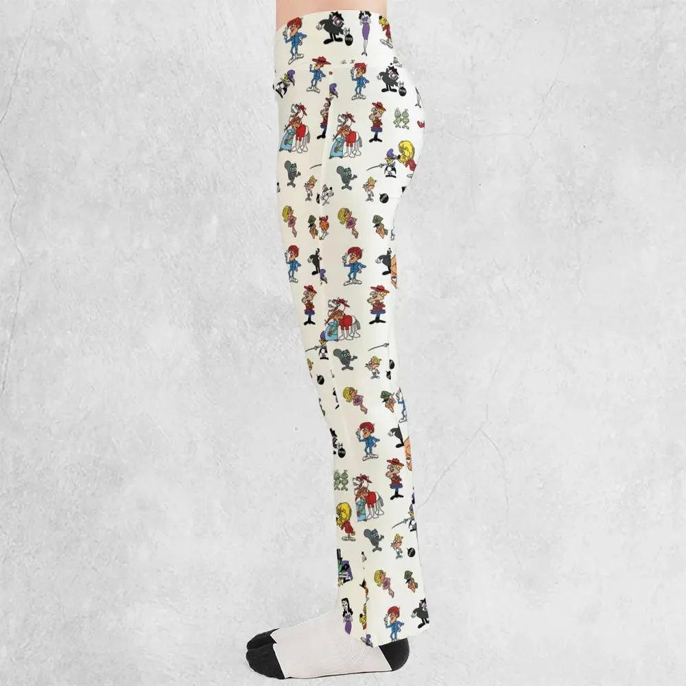 The Adventures of Rocky and Bullwinkle and Friends Characters Pattern Flare Leggings - 3