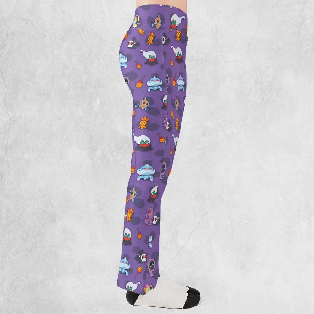 Team Purple Pokemon Pattern Flare Leggings - 2