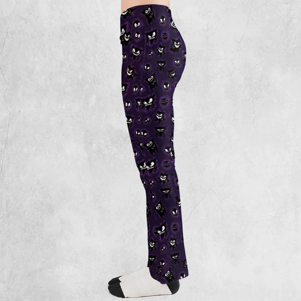 Gastly Haunter and Gengar Pokemon Pattern Flare Leggings - 3