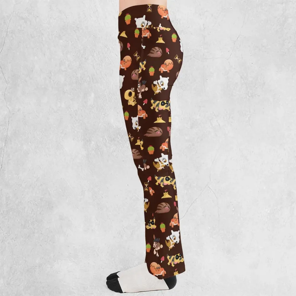 Ground Type Pokemon Pattern Flare Leggings - 3
