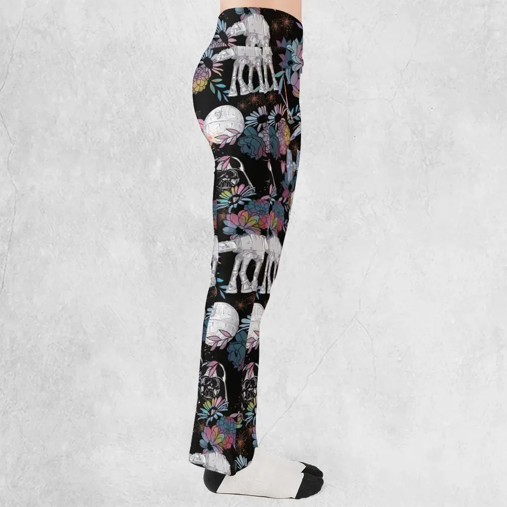 Floral Wars Dark Side Star Wars Pattern Flare Leggings - 2
