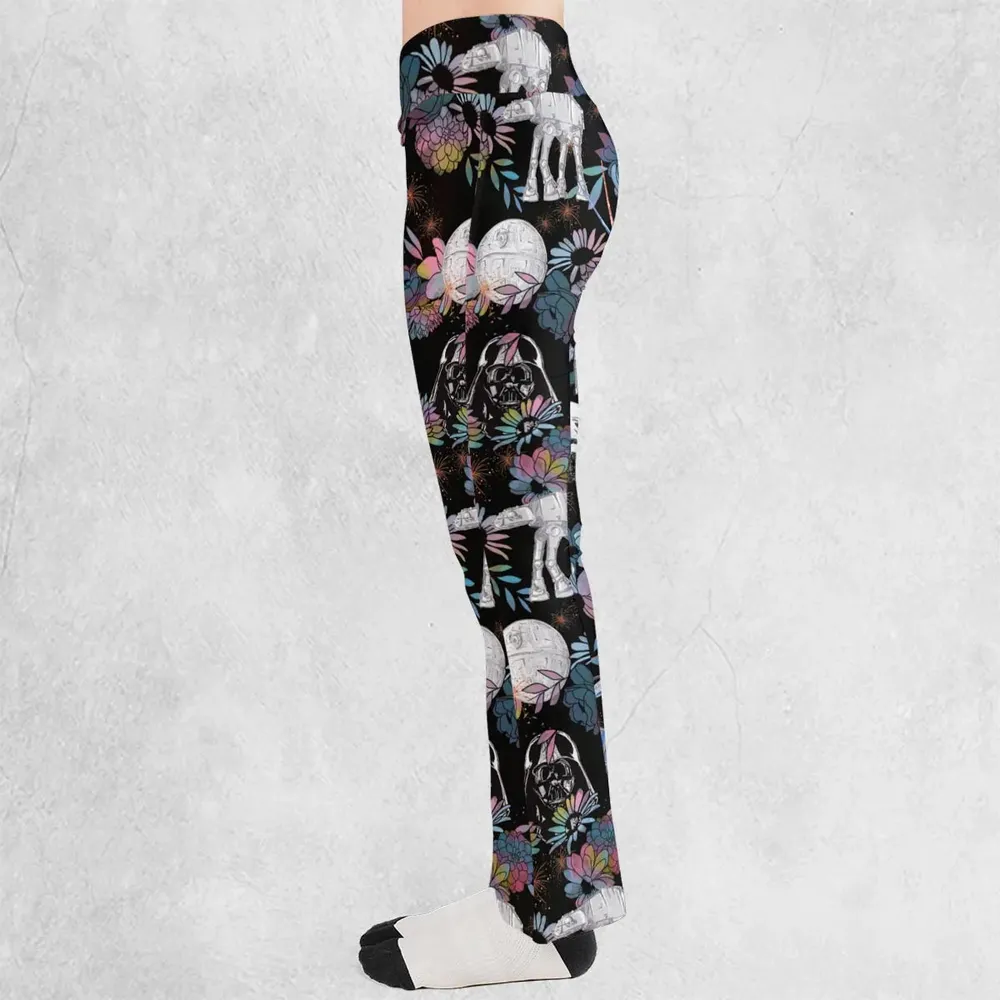 Floral Wars Dark Side Star Wars Pattern Flare Leggings - 3