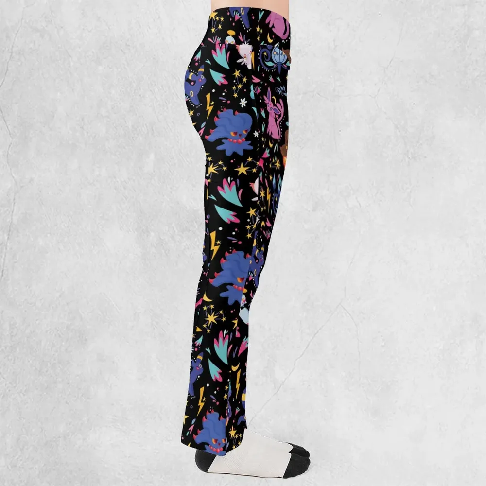 Ghost Buddies Cottagecore Pokemon Patterns Flare Leggings - 2
