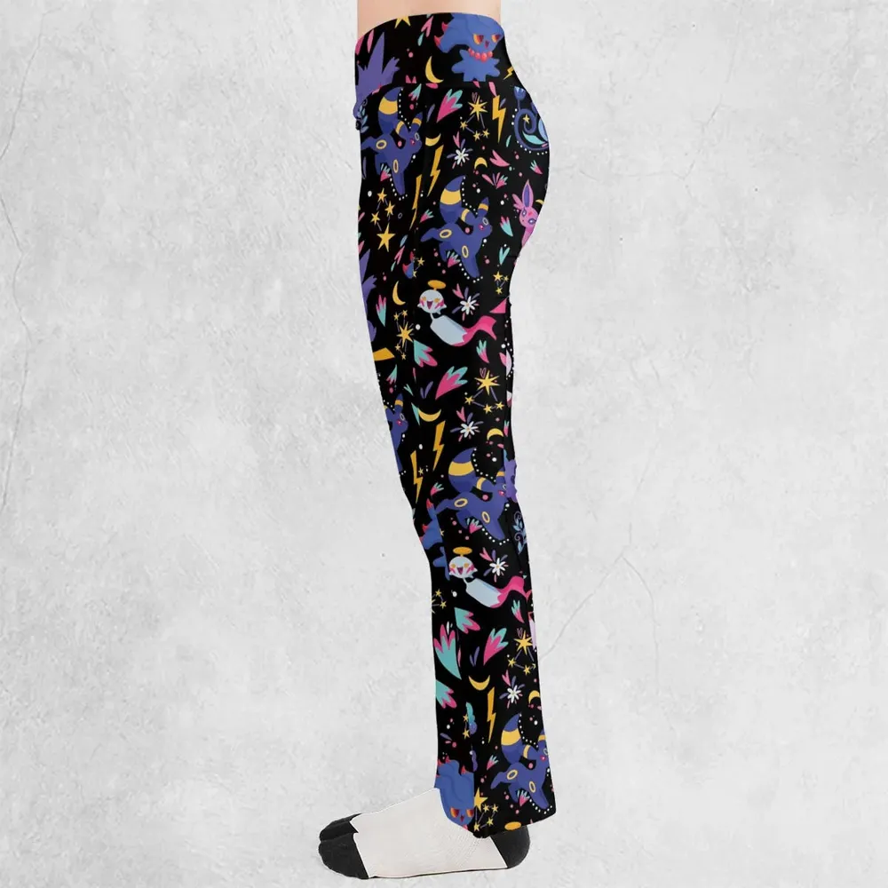 Ghost Buddies Cottagecore Pokemon Patterns Flare Leggings - 3