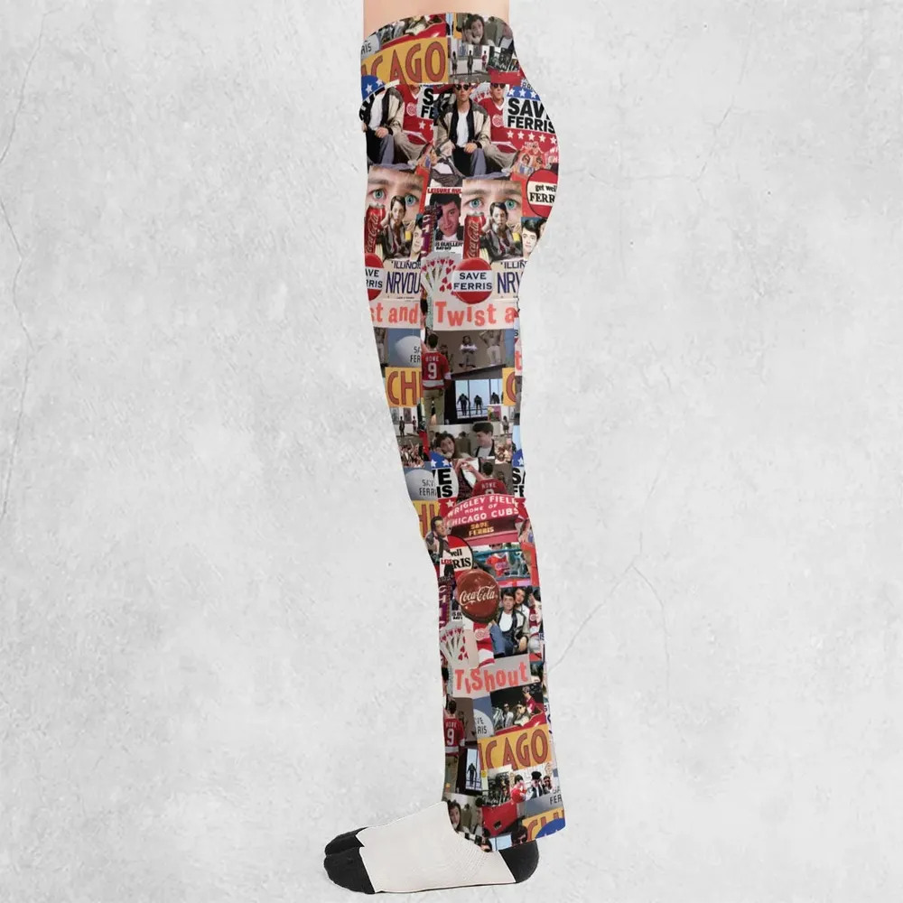 Vintage Aesthetic Ferris Bueller's Day Off Flare Leggings - 3