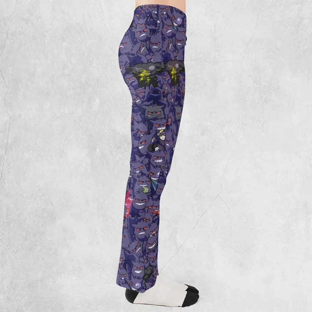 Gengars Pokemon Pattern Flare Leggings - 2