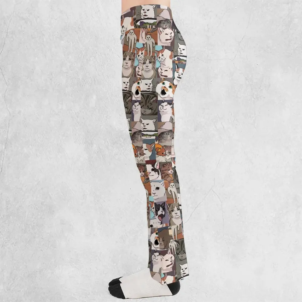 Funny Cat Internet Meme Flare Leggings - 3