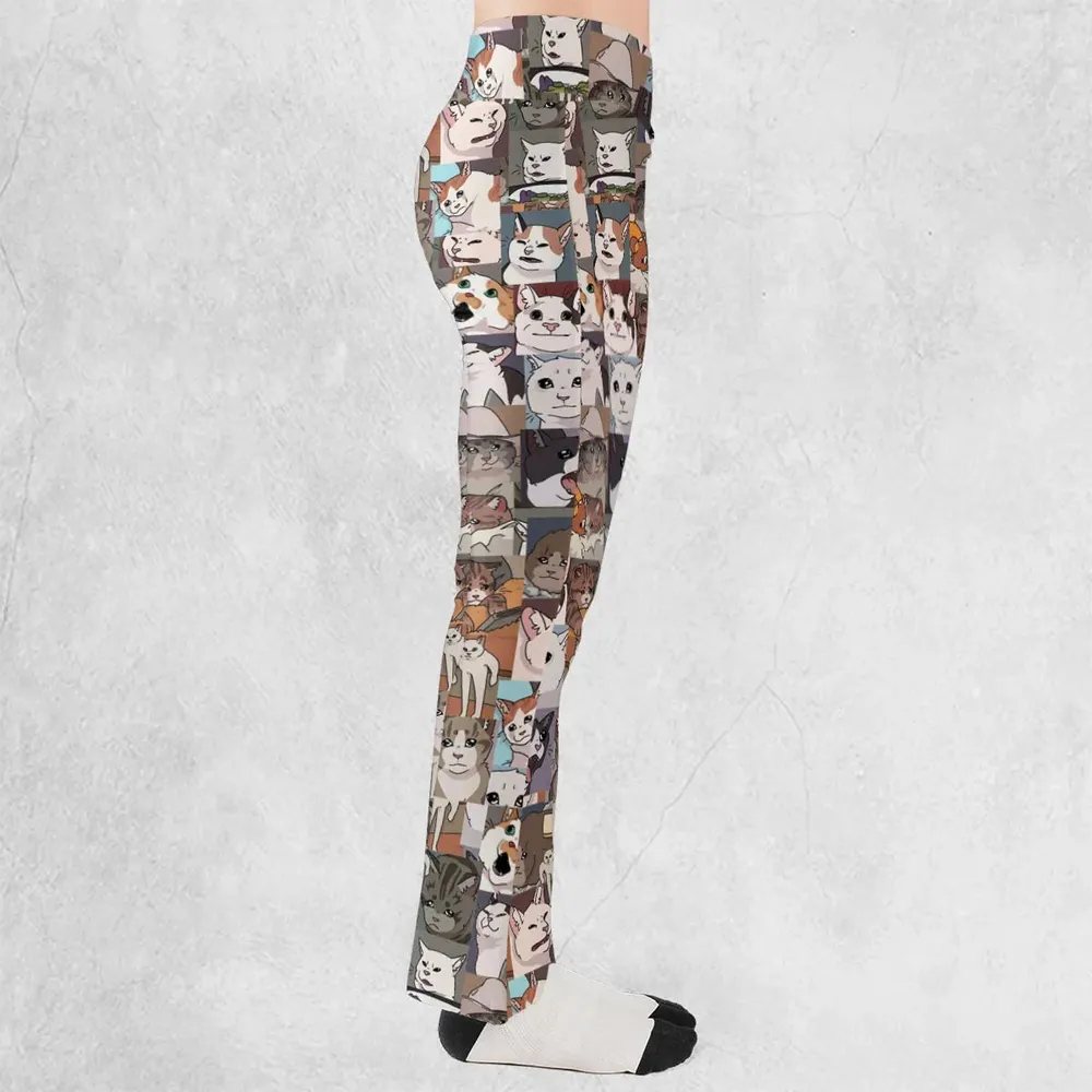 Funny Cat Internet Meme Flare Leggings - 2