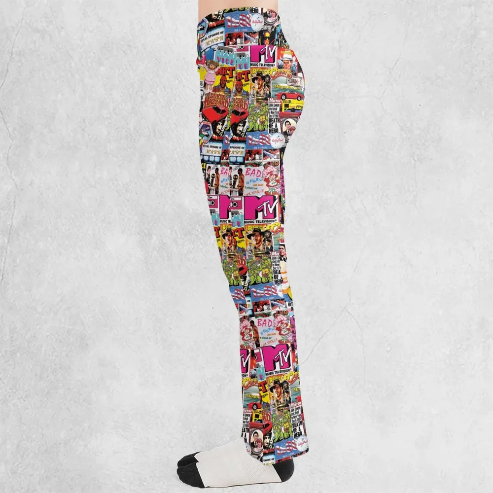 I heart 80s Collage Mr. T Back To the Future Pac-man Flare Leggings - 3