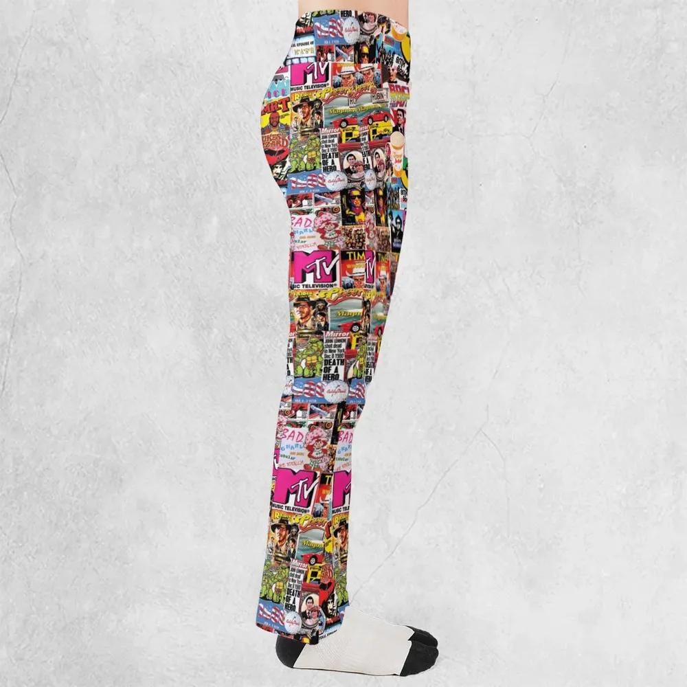 I heart 80s Collage Mr. T Back To the Future Pac-man Flare Leggings - 2
