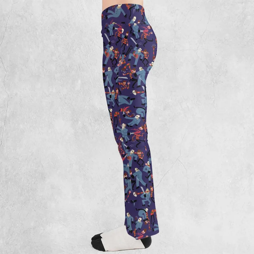 The Battle Freddy vs Jason Nightmare on Elm Street Friday the 13th Flare Leggings - 3