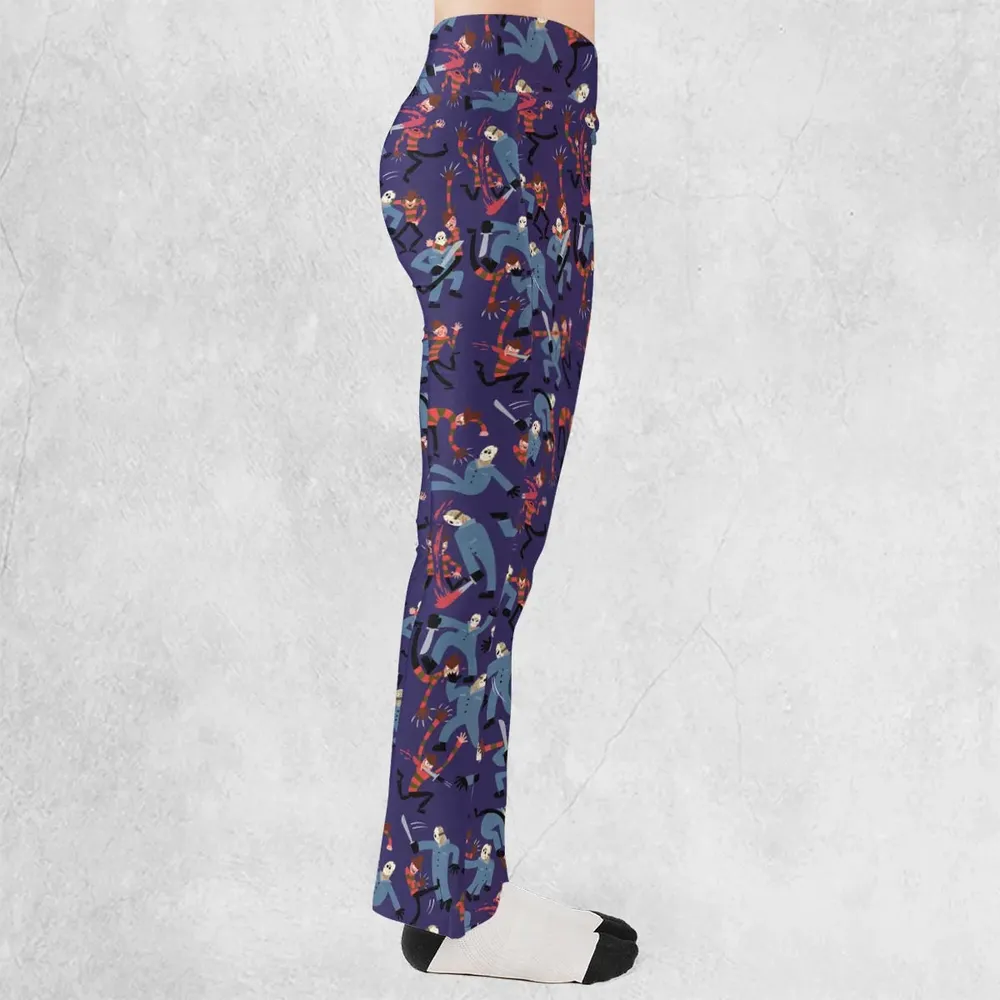 The Battle Freddy vs Jason Nightmare on Elm Street Friday the 13th Flare Leggings - 2