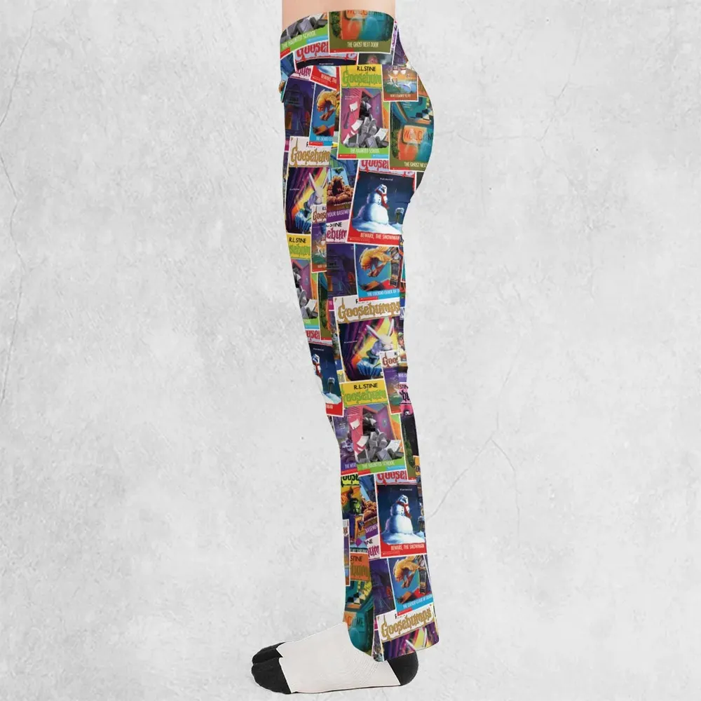 Goosebumps Monster Collage Pattern Flare Leggings - 3