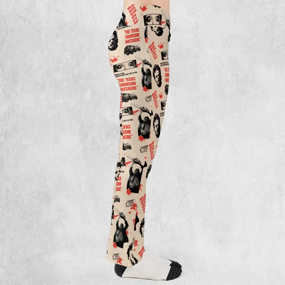 Leatherface The Texas Chainsaw Massacre Horror Pattern Flare Leggings - 2