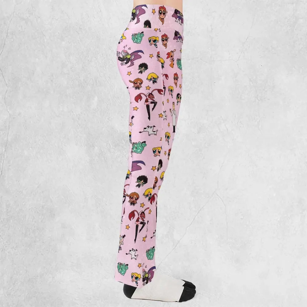 Power Puff Girls Characters Pattern Flare Leggings - 2