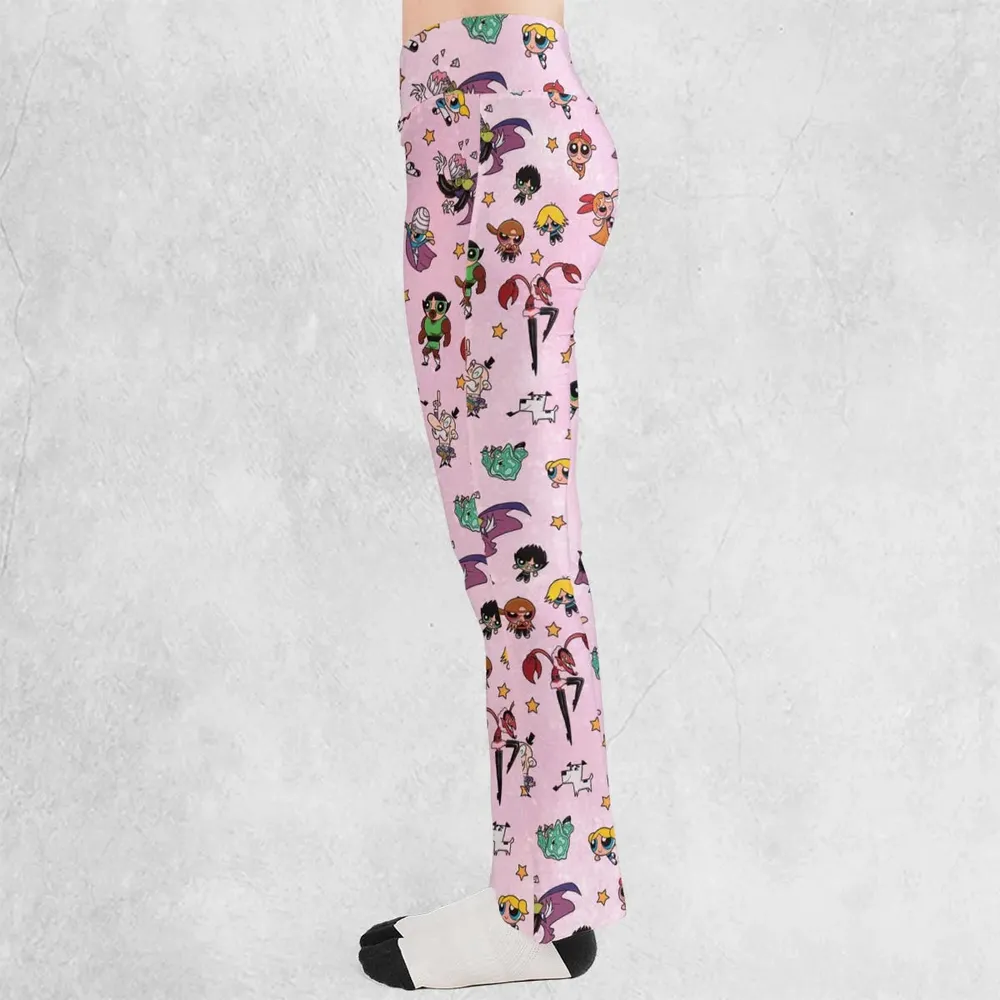 Power Puff Girls Characters Pattern Flare Leggings - 3