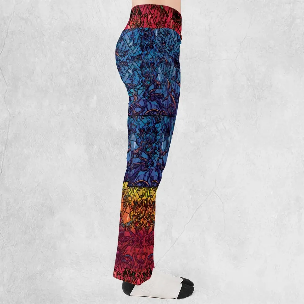 Stained Glass Cthulhu H.P Lovecraft Flare Leggings - 2