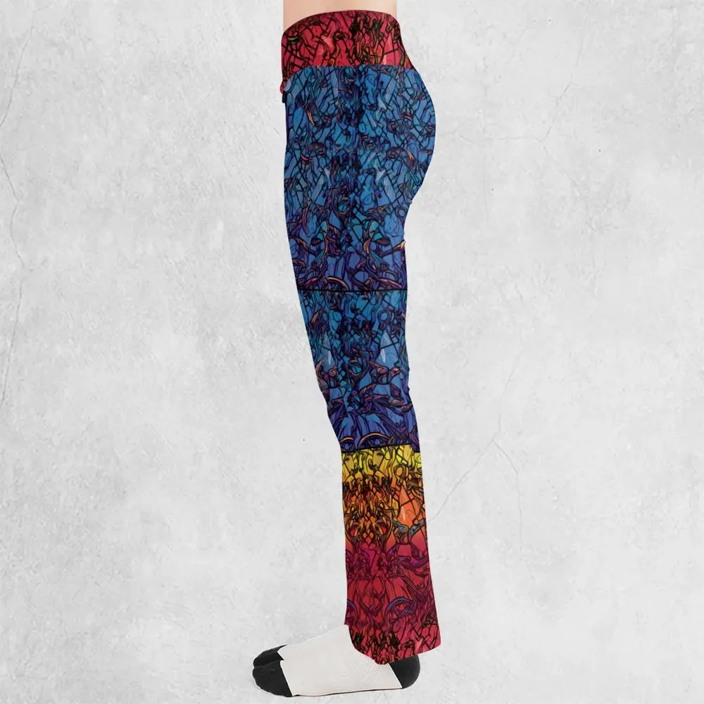 Stained Glass Cthulhu H.P Lovecraft Flare Leggings - 3