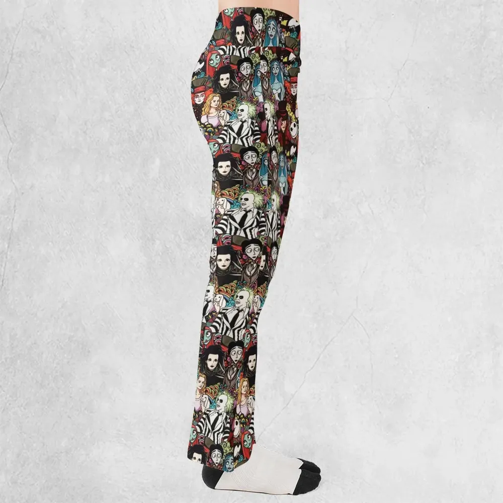 Tim Burton Characters Halloween Flare Leggings - 2
