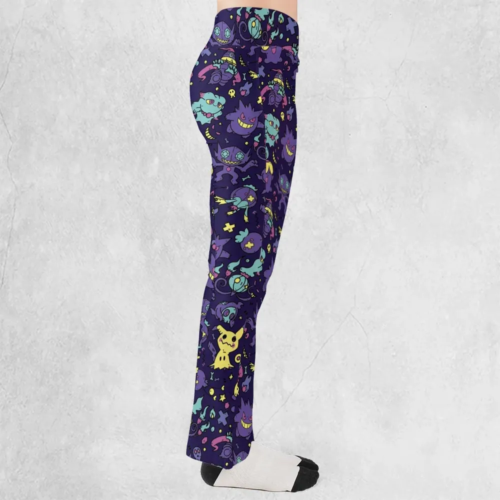 Gengar Ghost Pokemon Pattern Flare Leggings - 2