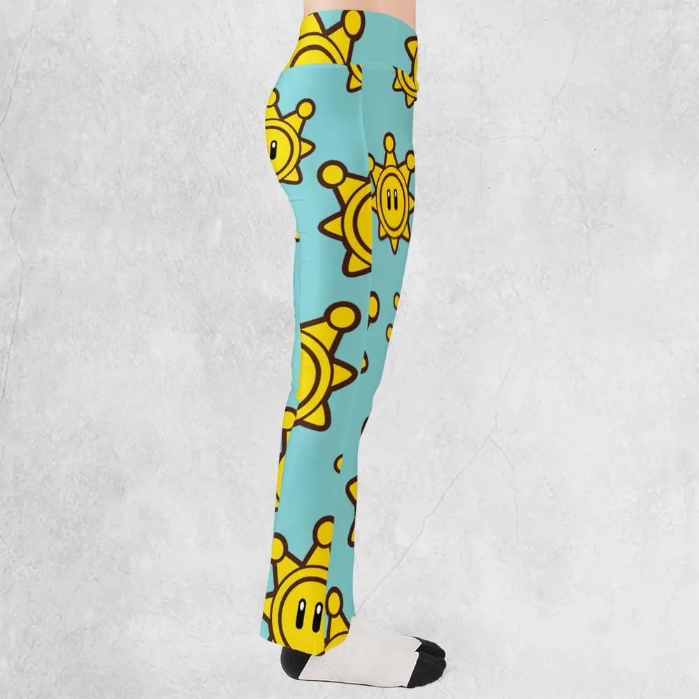 Shine Sprite Super Mario Button Up Flare Leggings - 2