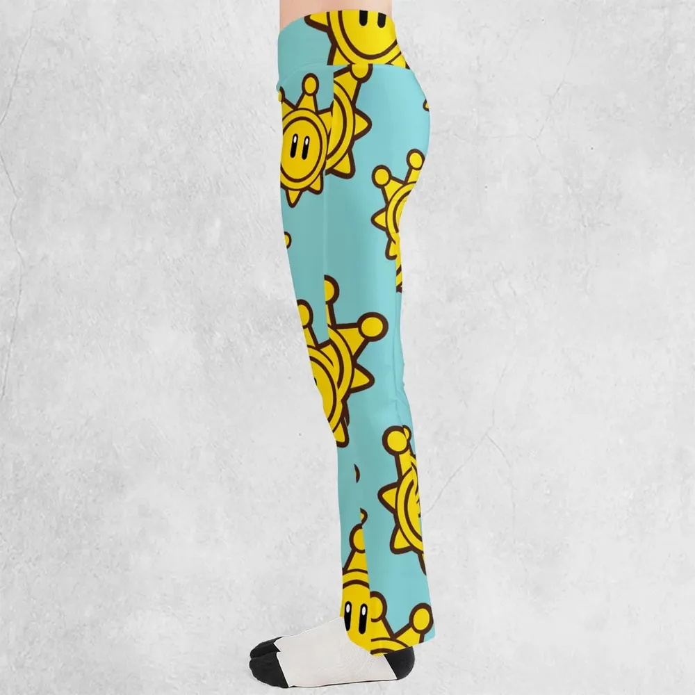 Shine Sprite Super Mario Button Up Flare Leggings - 3