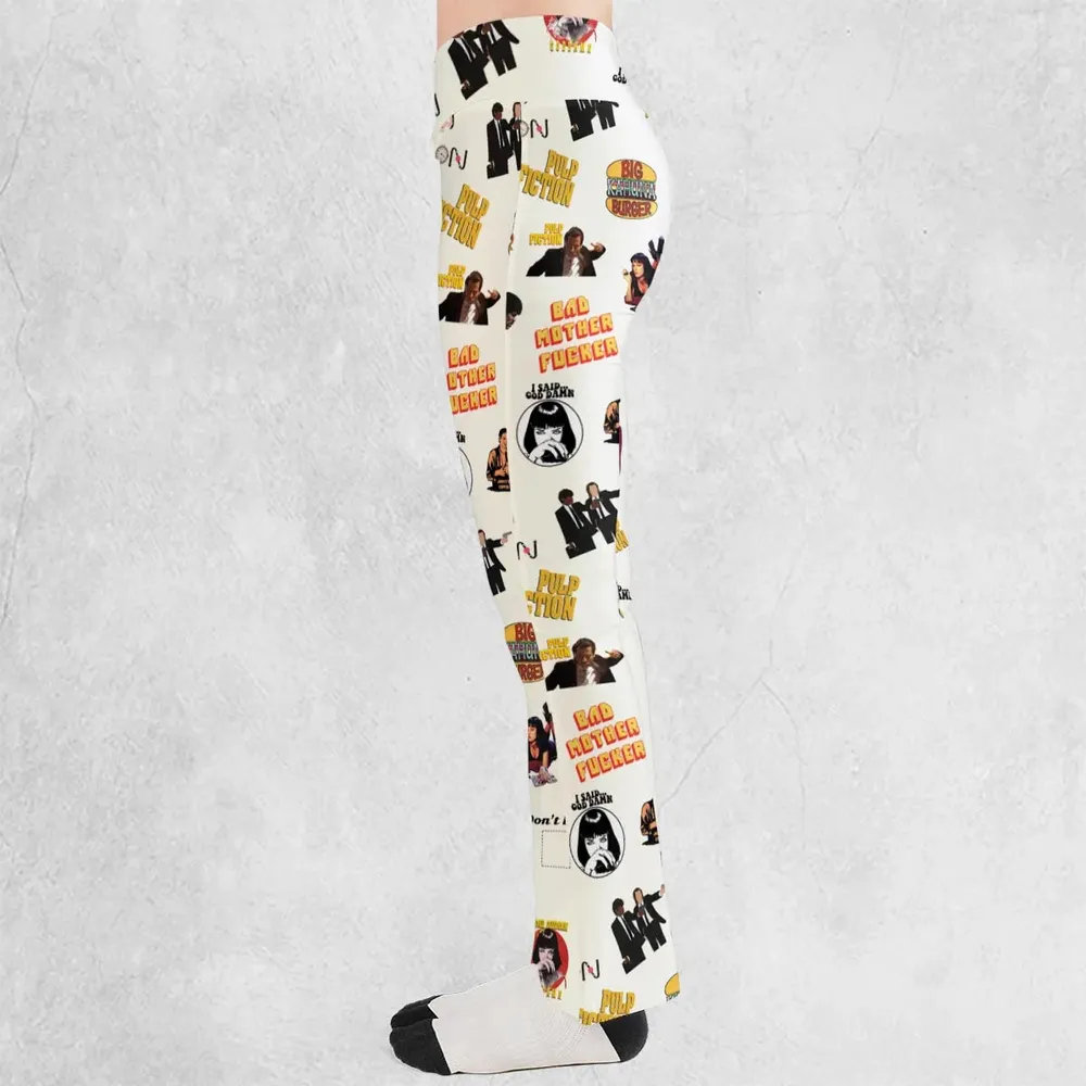 Pulp Fiction Pattern Flare Leggings - 3